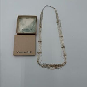 NIB COLDWATER CREEK LiquidSilver W/Gold Beads 28" Southwestern Designer Necklace